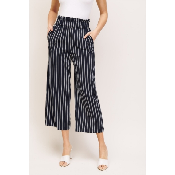 Dynamite Striped Navy Culottes - Picture 3 of 4
